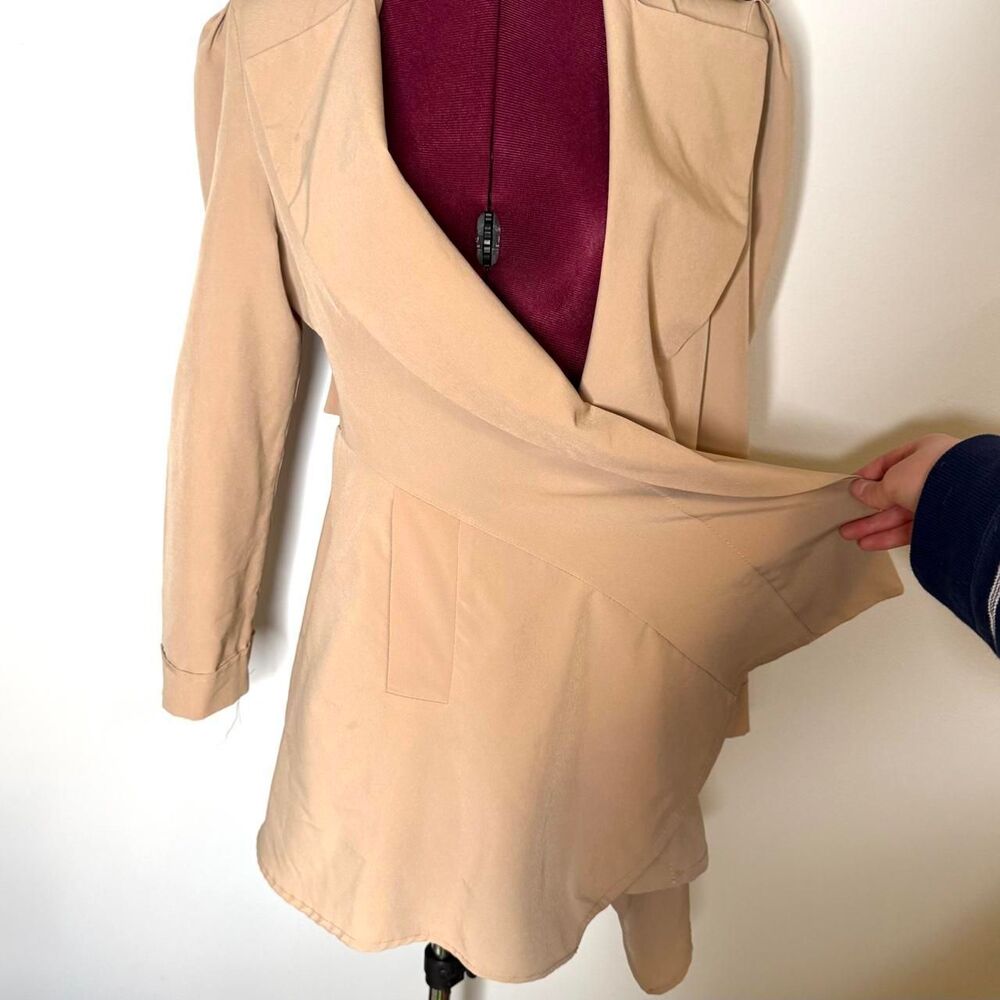 Vintage Y2K J-Fashion Tan Lightweight Coat with pockets NILANQI Womens Medium - Picture 4 of 6